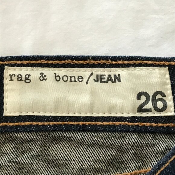 Rag & Bone Skinny Jeans Women 26 Blue Paint Splatter Low Rise Dark Wash Stretch - Picture 3 of 13